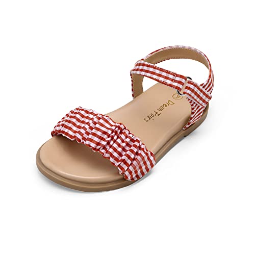 DREAM PAIRS Girls Sandals Open-Toe Princess Dress Flat Sandals Summer Shoes(Toddler/Little Kid) 6 Toddler Orange