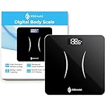 XShield Digital Bathroom Scale | High Precision Body Weight Scale with 180kg/400lb Capacity | Backlit LCD Display, Tempered Glass, Auto Calibration & Anti-Slip Feet | 2×AAA Batteries Included