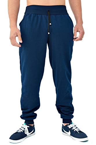 Calça Moletom Peluciada Plus Size G1 G2 G3 Masculina Skinny Sport (AZUL-MARINHO, G1)