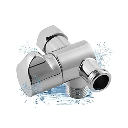 Hibbent All Metal Solid Brass Shower Arm 3-Way Diverter Valve for Handheld and Fixed Showerhead, Bathroom Universal G1/2'' Shower Arm T adapter Replacement Part, Chrome