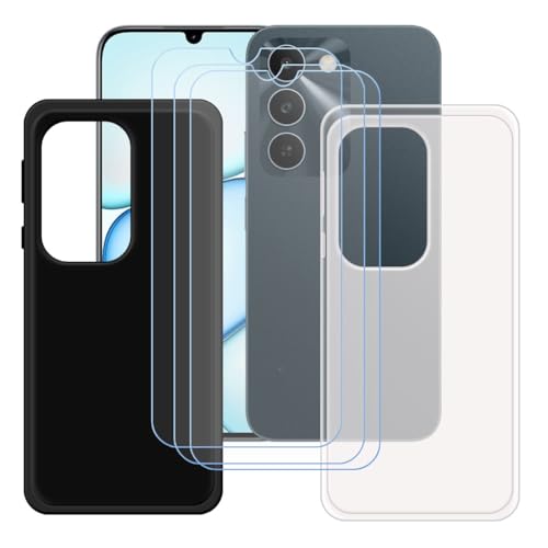 LCEHTOGYE �K�p Realme C83 5G�p�P�[�X+3x�����K���X�X�N���[���v���e�N�^�[�A�������J�o�[�P�[�X+ �K�p Realme C83 5G (6,8")�ƌ݊����̂���u���b�N�\�t�gTPU�V���R���Q���P�[�X�ی�J�o�[