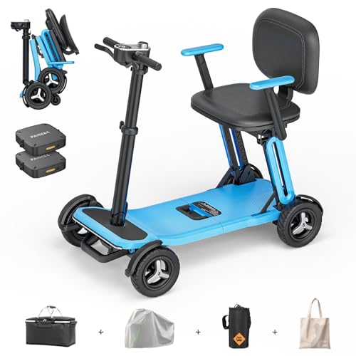 Image of PAISEEC L5 Mobility Scooter for Seniors, 32lbs Lightweight, 1-Step Fold | 30 Miles with Dual Batt, PAI Safety System, Auto Lights, NFC Unlock, Smart Display, Picnic Bag, Airline Approved for Travel