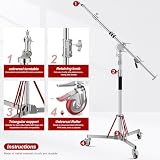 Soonpho L5-120 Plus Pro 100% statyw świetlny ze stali nierdzewnej, stojak C z rolkami i szubienicą, metalowy stojak Heavy C, maks. wysokość 420 cm, z szubienicą 250 cm do reflektorów, monolity