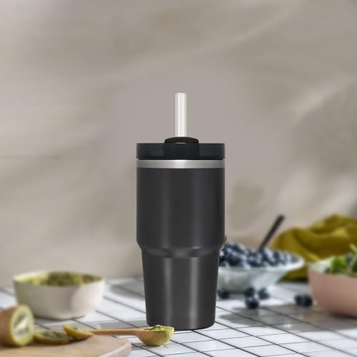 Image of Replacement Straw Compatible with Stanley 14 oz 20 oz Cup Tumbler, 6 Pack Reusable Straw with Cleaning Brush, Plastic, Clear