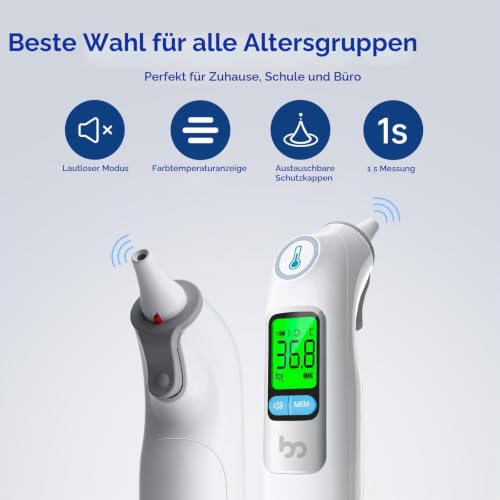 Ohrthermometer, Ohr Fieberthermometer für Baby Erwachsene, digitales infrarot-Thermometer mit...