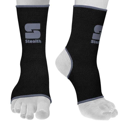 Stealth Sports Ankle Support | Durable Compression Ankle Brace for Ankle | MMA Muay Thai Kickboxing and Gym Training | Flexible Breathable and Non-Slip Design for Maximum Stability | Grey L/XL