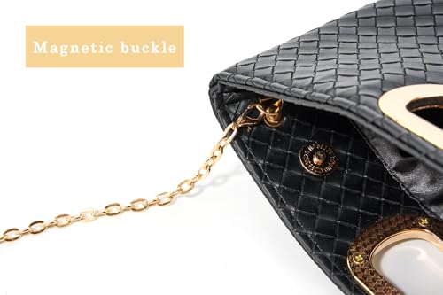 Image of Women's Woven Evening Bag Casual Leather Shoulder Handbag Fashion Clutch Purse