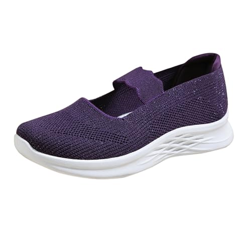 Women's Mary Jane Shoes Mesh Breathable Soft Shoes Woven Knitted Loafers Anti Slip Orthopedic Walking Loafers Arch Support Sneakers