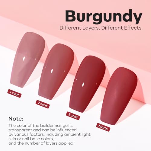 Image of modelones Builder Nail Gel, Burgundy Red Builder 8-in-One, Red Wine