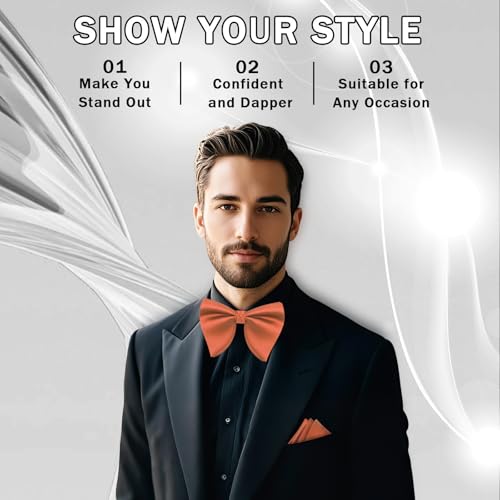 Image of Mens Bow Tie Pre Tied Oversized Bow Ties for Men Satin Bowties for Tuxedo Wedding Party Banquet