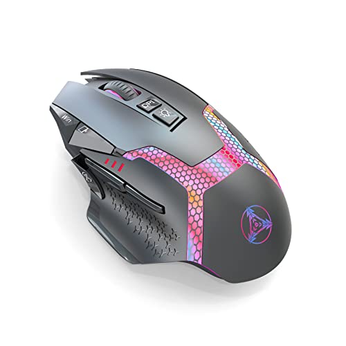 NYIEFADA Rechargeable Wireless Bluetooth Mouse Ergonomic RGB Design 3 Connectivity Modes,Multi-Button Shortcuts,5 DPI Settings,USB-C Charging for Laptop PC Mac Windows iPad