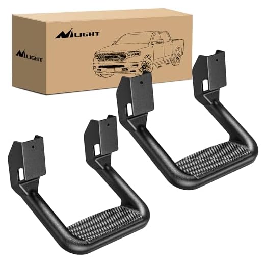 Nilight Universal Side Step Slip-Proof Aluminum Side Hoop Steps Nerf Bars Assembly Black 2 Pcs (1 Pair) for Chevy (Chevrolet) Ford Toyota GMC Dodge RAM