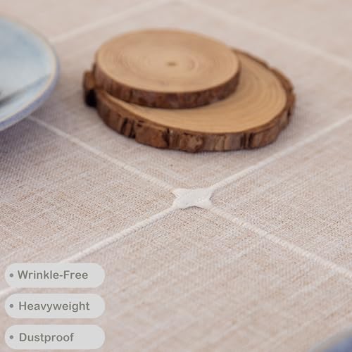YZKITM Cotton Linen Small Round Tablecloth 24 Inch Boho Wrinkle Free Washable Plaid Table Cover with Tassels Brown Farmhouse Rustic Heavy Weight Table Cloths for Bedside Tables Dining Room Wedding by YZKITM - Image 5