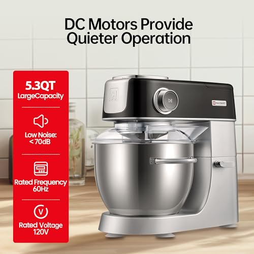 Hauswirt-High-End-Smart-Stand-Mixer-M5-LED-Touchscreen-Mixers-Kitchen-Electric-Stand-Mixer-with-5-Preset-Menus-53Qt-Dough-Mixer-11speeds-Kitchen-Mixer-with-Egg-Whisk-Dough-Hook-Beater-Black