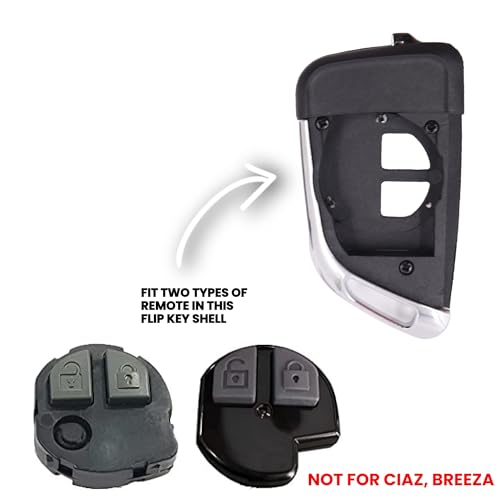 Image of SM Maruti Suzuki Modified New Fashionable Remote Flip Key Shell - Stylish Protection Compatible with Swift, Sx4, Dzire, Wagonr, Alto, Ritz, A-Star, Fronx, jimny, Baleno, celerio