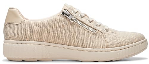 Clarks Clarks Women's Caroline Echo Canvas Side Zip Fashion Sneaker, Natural Textile, 7