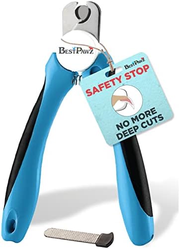 Bestpawz Cat & Dog Nail Trimmers - Sturdy Non Slip Dog Nail Clippers for Large Dogs - Safety Guard Pet Nail Clipper to Avoid Over Cutting - Cat Nail Clipper Comes with Sharp Blade and Free Nail File