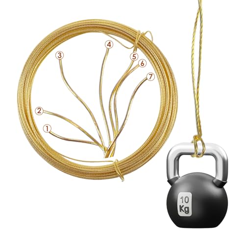 Image of 32.5 Feet(10m) Brass Picture Hanging Wire, 0.7mm Braided Picture Wires, Metal Wire Photo Frame Hanging Wires for Photo Frame Mirror Artwork Clock(Brass)