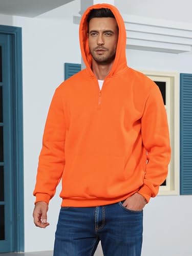 Men Quarter Zip Hoodie Fleece Lightweight Mens Half Zip Pullover Long Sleeve Drop Shoulder Hooded Sweatshirt4