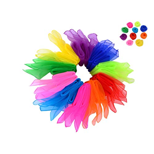 ZARRS Foulard Jonglage,20 pièces Foulards de Danse en Soie Multicolore Écharpes de Jonglage pour Bébés,Enfants et Adultes en Jonglerie Danse des Tours de Magie Performance 60 * 60cm