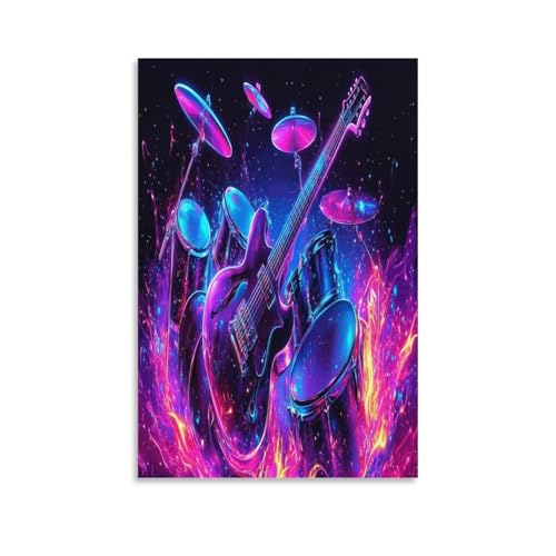 Guitare murale peinture sur toile pour salon et chambre moderne