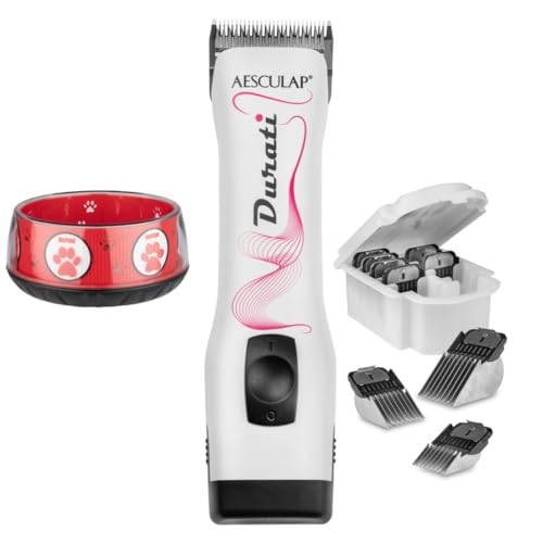 EHASO AESCULAP Profi Hundeschermaschine Set Durati Speed mit Scherk. 1,5 mm + Hundenapf + Aufschiebekammset