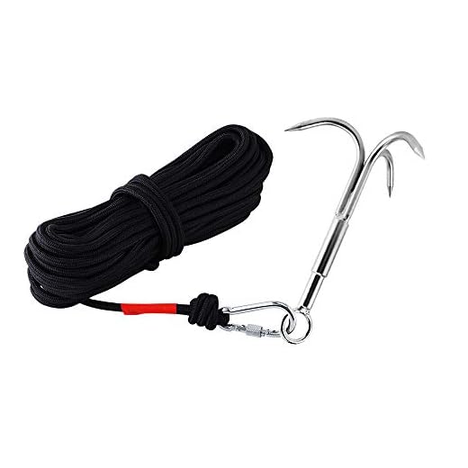 MHDMAG Grappling Hook, Carabiner Climbing with 3-Claw Stainless Steel Hooks for Retrieving, Outdoor Hiking, Tree Limb Removalr,Big