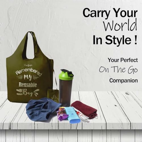 Image of IVILLAGE Foldable Reusable Polyester Bags for Shopping and Daily Essentials | Stylish Designer Tote and Shopper Bag | Compact, Lightweight, and Eco-Friendly with 12Kg Capacity