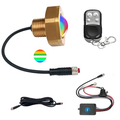 NBWDY Boat Drain Plug Light,RGBW IP68 Underwater Boat Lights with APP Remote Control,Replaces Standard 1/2' NPT Drain Plug for Cruising, Fishing & Fun,Smart Cooling System,No Holes to Drill!