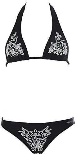 Shiwi Damen Neckholder Triangel Bikini Pailletten Schwarz 36