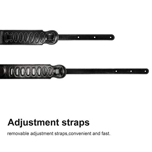 Guitar Strap Genuine Leather Flame Adjustable Guitar Shoulder Straps for Bass, Electric, Acoustic Guitars (Flame)