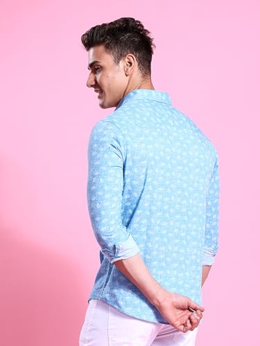 Image of The Indian Garage Co Men Cotton Slim Fit Abstract Printed Full Sleeves Spread Collar Casual Shirt