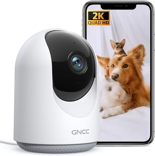 GNCC 2K Pet Camera with APP, Dog Camera, Indoor Camera for house security 360° Pan/Tilt, Motion/Sound Detection, 2-Way Audio, Real-Time Alert, SD&Cloud Storage, Works with Alexa, P1Pro