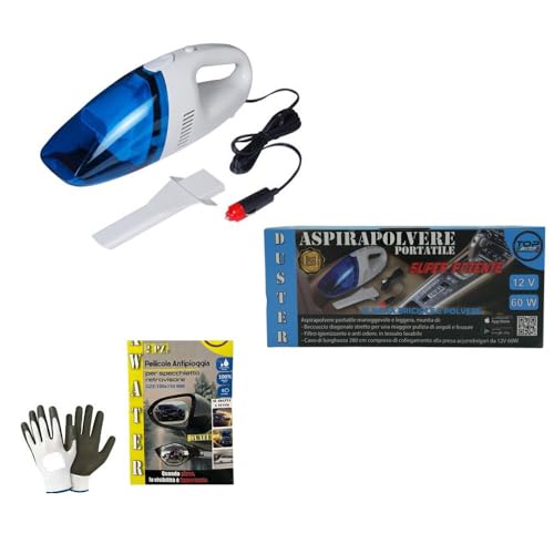ASPIRAPOLVERE PULITORE PORTATILE PER AUTO AUTOMOBILI VEICOLI ASPIRABRICIOLE ASPIRATORE ASPIRA POLVERE con beccuccio CATTURA POLVERE Cavetto da 280cm CON presa accendisigari 12v 60w