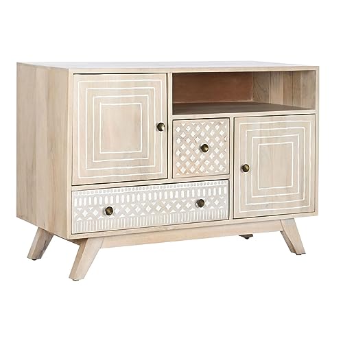 DKD Home Decor Sideboard Brand, White, Mango Wood (115 x 42 x 75 cm)