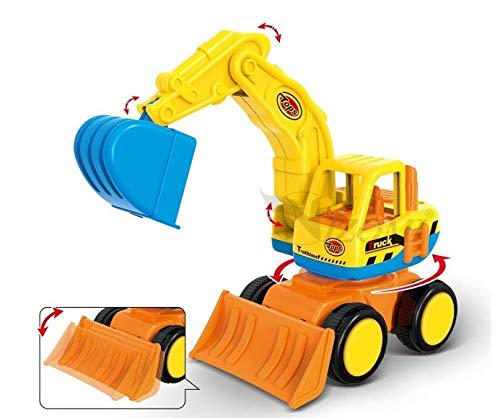 Nizomi® Unbreakable Toys Cartoon Truck 2In1 Bulldozer Real Type Activity Model for Children Pretend Role Play Toys, Frictional, Comfort Size, Attractive Color,Finishing Toys