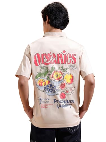 Image of Veirdo Mens Graphic Print Shirt | Comfortable Cotton Fabric | Oversized, Half Sleeve | Casual Wear