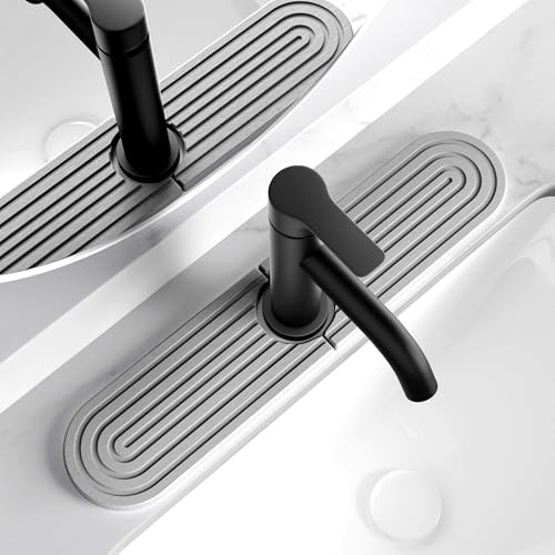 Image of eormoe Kitchen Faucet Mat - Diatomite Splash Guard for Sink, Quick-Drying Water Absorbing Stone Tray [Grey, 17.7 inch x 3.9 inch]