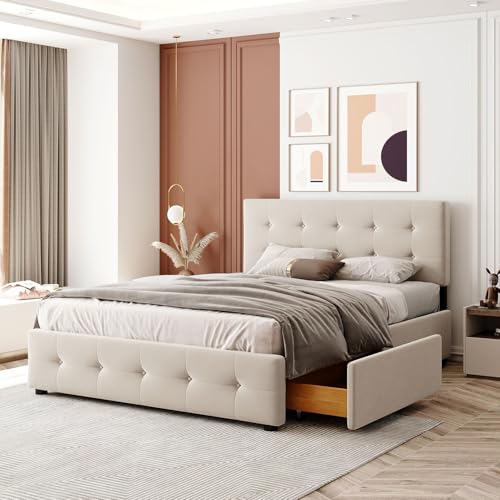 Cama tapizada con 4 cajones cama doble