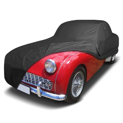Image of iCarCover Premium Custom Car Cover for 1955-1968 Triumph TR3, TR4, TR5, TR250 Heavy Duty Waterproof All Weather Rain Snow Protector Custom Fit Full Exterior Indoor Outdoor Protection Car Cover (Black)