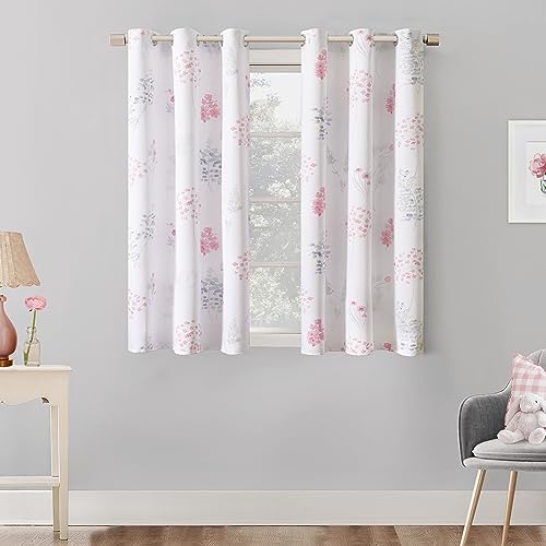 Xtmyi WFC-GGPIGR-3445 Pink Curtains For Girls Bedroom Kids Room,Floral Boho 80% Blackout Short Curtains For Kitchen Window Bathroom Bunk Bed Dorm,45 Inch Length,Set Of 2 Panels thumb #8