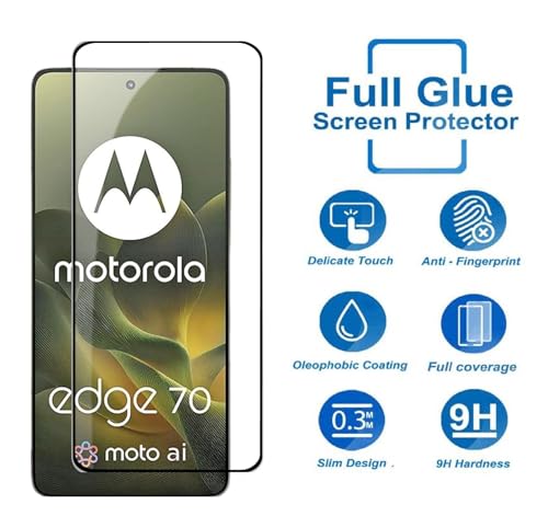 Image of HD Tempered Glass Screen Protector Compatible for Moto Edge 70 5G with Edge to Edge coverage and Easy Installation kit