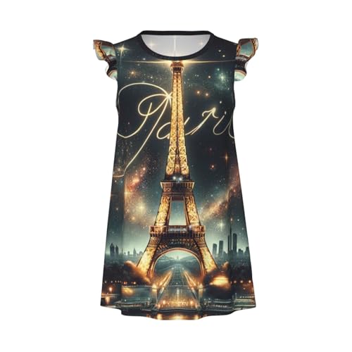 Augenstern Flutter Sleeve Nightgown Pajama Gown Eiffel-Tower-Paris Easy Pull-On Sleepwear Nightdress