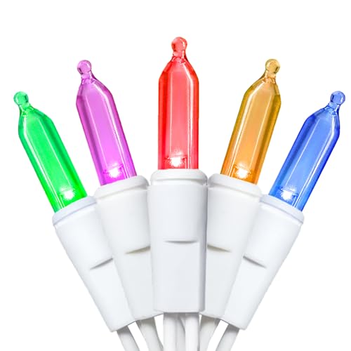 Multicolor Christmas LED Lights - 35 Count Multi-Colored Christmas String Lights for Small Tree, Crafts, Holiday, Indoor/Outdoor Decorations, 11 Feet White Wire, UL Certified, Connectable