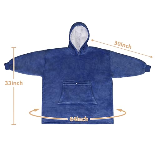 Catalonia Sherpa Wearable Blanket Hoodie for Kids (Navy, 7-16 yr) — view 7