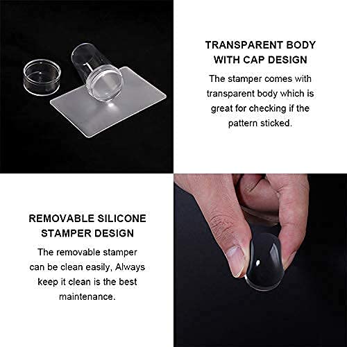 THECLOUDMALL® Nail Art Stamper Kit Clear Silicone Nail Stamping Long & Short Jelly Stamper for Nails with Scrapers Nail Stamper Kit for French Manicure Home DIY Nail Art Salon 2