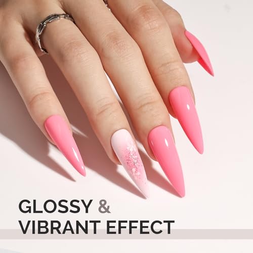 Image of MelodySusie 0.5fl oz Bright Bubblegum Pink Gel Nail Polish, Nails Soak Off UV LED Light Pink Gel Polish Gift for Women Nail Art Manicure Salon DIY Nail Design Decoration at Home-A2615