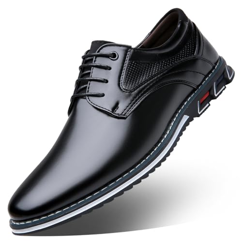 Men's Dress Oxfords Shoes Business Formal Shoes Casual Loafers Shoes Comfortable Lightweight Derby Sneakers Black