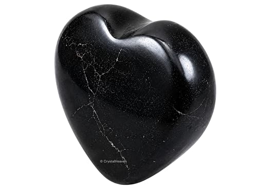 Image of Crystal Heaven Natural Black Tourmaline Crystal Heart Palm Pebbles Stones For Anxiety Stress Relief Massage - Aaa Grade Original Healing Gemstone Agate Heart Palm Stone For Yoga Meditation Spiritual