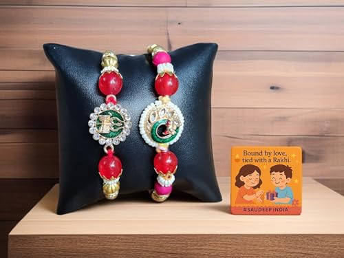 Image of SAUDEEP INDIA Fridge Magnet With Rakhi Combo Gift Set of Lumba Couple Rakhi For Bhaiya Bhabhi | Travel Souvenir | Refrigerator Magnet(Shiv-Damru /Peacock)